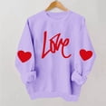 thumbnail image 5 of Felirenzacia Big and Tall Women's Valentine Pullover Sweet Heart Design Cozy Casual Everyday Top,Purple,XL, 5 of 5