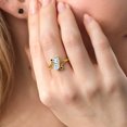 thumbnail image 3 of Gem Stone King 10K Yellow Gold Diamond Accent Ring Heart Shape Sky Blue Aquamarine and Moissanite (1.56 Cttw, Size 9), 3 of 3