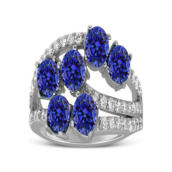 Unique 2 Carat blue Sapphire and Diamond Ring for Women