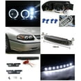 thumbnail image 2 of Spec-D Tuning LED Halo Projector Head Light Signal Black Pair + 8-LED Bumper Lights Compatible with Chevy Impala Left + Right Pair Headlamps Assembly, 2 of 2