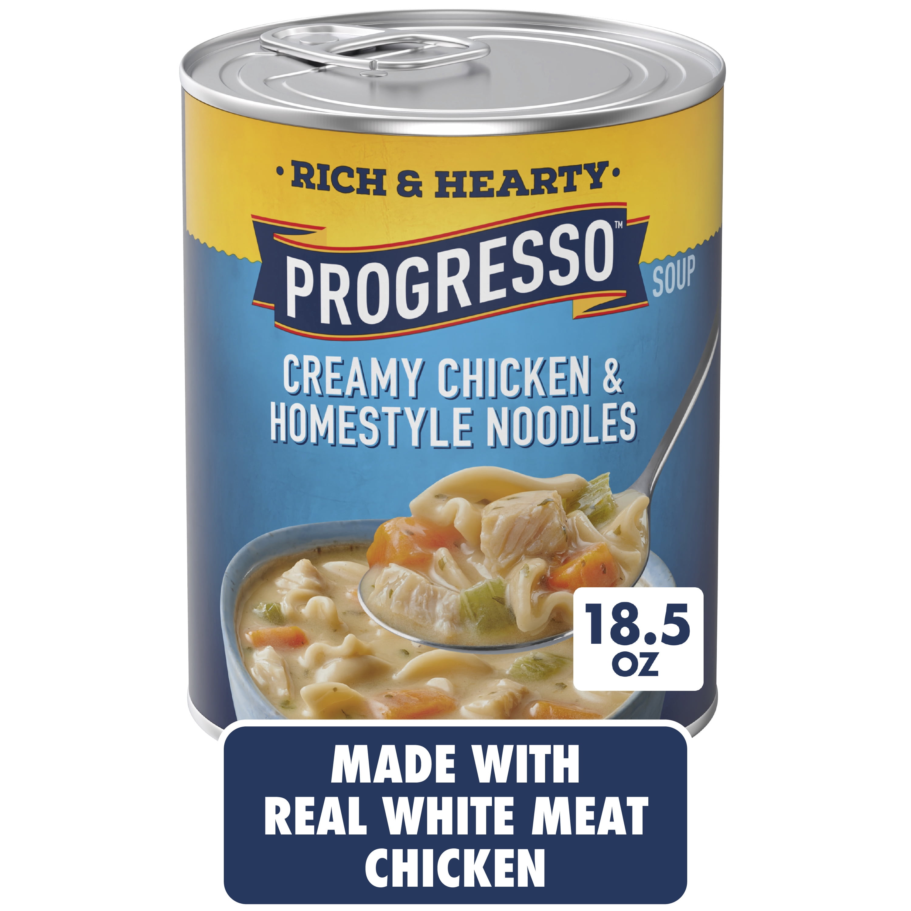 (12 pack) Progresso Creamy Chicken and Homestyle Noodles Soup, Rich and Hearty Canned Soup, 18.5 oz
