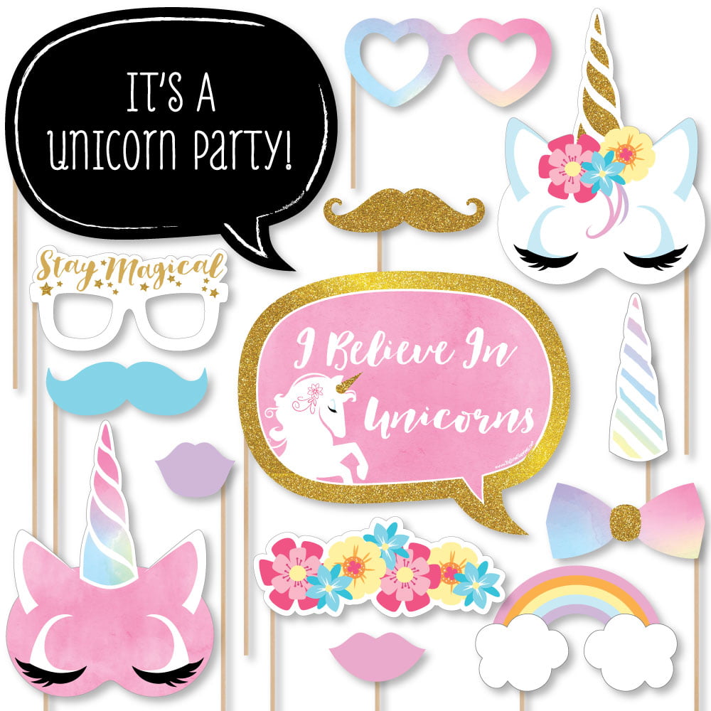 Unicorn Party Printable Sign Unicorn Party Photo Booth Props Sign Rainbow Unicorn Birthday Party Decorations Grab A Prop /& Strike a Pose