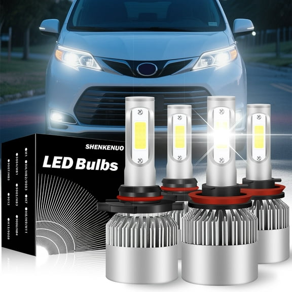 For Toyota Sienna 2011 2012 2013 2014 2015 2016 2017 2018 2019 2020 Led Headlight Bulbs 9005 H11 High&Low Beam 4pcs