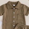 thumbnail image 3 of Akiihool Baby Boy Outfit Toddler Kids Boy Summer Clothes 6 12 18 24 Months 2T 3T 4T Short Sleeves Shirt Tops & Casual Shorts Outfit Set(Coffee,2-3 Years), 3 of 3