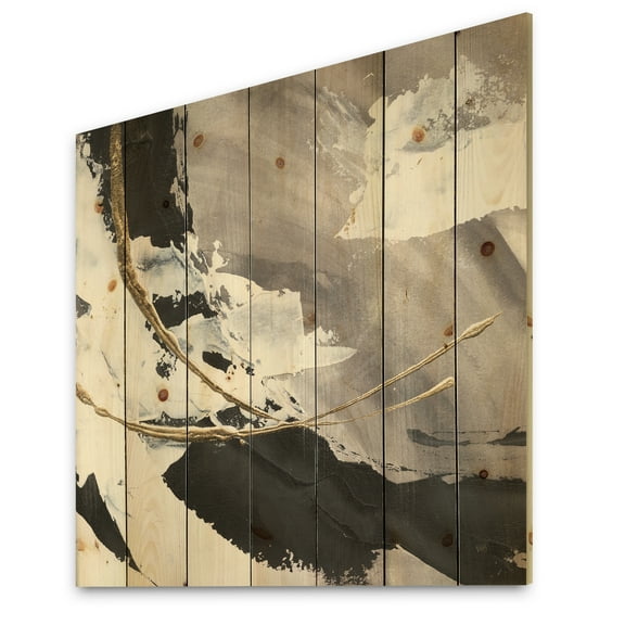 Designart 'Glam Fractal Arcs II' Transitional Print on Natural Pine Wood