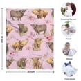 thumbnail image 4 of Pink Highland Cow Flower Pattern Blanket,Comfortable Soft Flannel Throw Blanket,All Season,Warm Lightweight Blankets for Sofa Bed Couch Living Room Chair,30"x40", 4 of 4