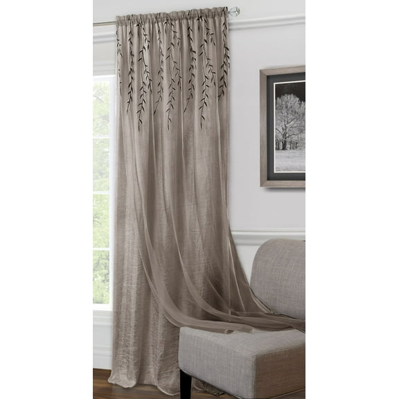 Traditional Elegance Willow Rod Pocket Window Curtain Panel - 42x63 - Toffee