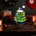 thumbnail image 4 of CY5O5ee 7.9inch Ceramic Christmas Tree with Santa Hat Figurine Table Top Display Light Up Vintage Xmas Tree Desk Light Tabletop Decorations for Home, 4 of 7