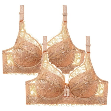 Lisbinx Plus Size Bras for Women 2PC Women Leopard-Print Front Buckles Underwear No Steel Close Bra Limited Time Deals of the Day