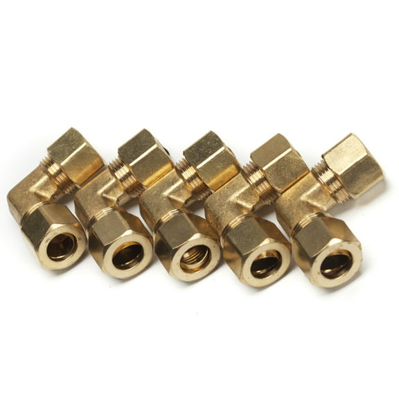 LTWFITTING 3/8" OD 90 Degree Compression Union Elbow,Brass Compression Fitting(Pack of 5)