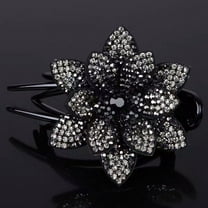 Kiplyki Rhinestone Double Flower Hair Clip,Flexible Durable Pearls Design Women Hair Dovetail Clip