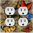 thumbnail image 1 of Metal Light Switch Plate Outlet Cover (Tan Damask Butterfly Party BUT002), 1 of 14