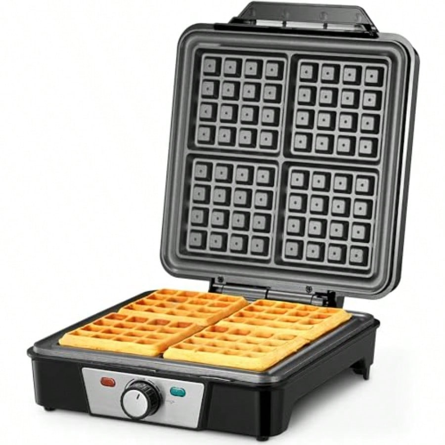 Belgian Waffle Maker Waffle Iron  Waffle Iron with Browning Knob Nonstick Plates Indicator Lights