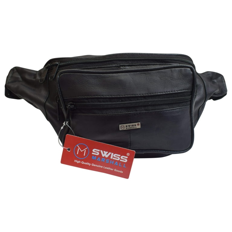 Swiss Marshall Genuine Leather Fanny Pack Waist Bag Classic Style Travel  Organizer 