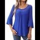 thumbnail image 1 of Blusa Elegante con Volantes para Mujer, 3/4, Cuello Redondo, Doble Capa, , Túnica. Azul XL, 1 of 10