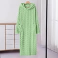 thumbnail image 2 of Women's Hooded Fleece Bathrobe Long Sleeve Cable Knit Textured Robe with Pockets Cozy Homewear for Fall Winter, 2 of 8