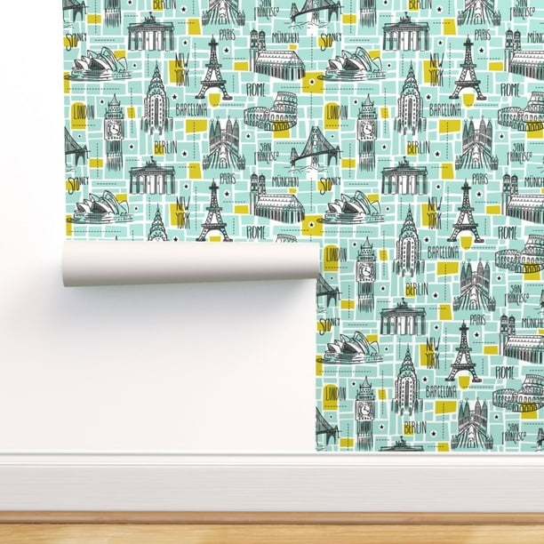 PeelandStick Removable Wallpaper World Travel Map London New York