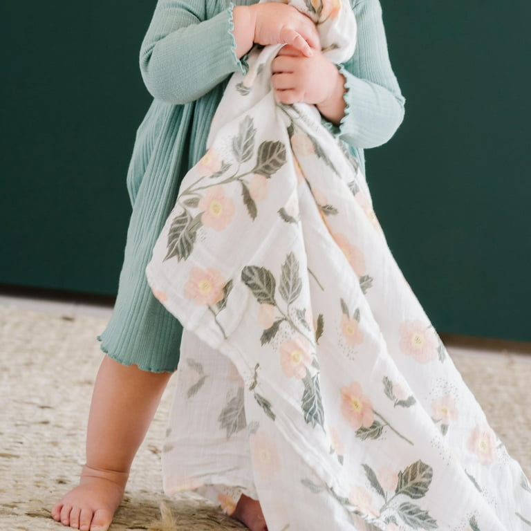 Red Rovr 100 Organic Cotton Muslin Infant Swaddle Blanket Large Unisex Blushing Bloom