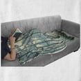 thumbnail image 6 of Deer Soft Flannel Fleece Blanket, Animal Silhouette in Foggy Forest Animals in Nature Themed Cartoon Dusk Artwork, Cozy Plush for Indoor and Outdoor Use, 60" x 80", Black White Grey, by Ambesonne, 6 of 6