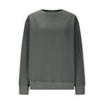 thumbnail image 4 of Savings Deals Women's Ladies' Fashionable Casual Solid Color Long Sleeved Round Neck Sweatshirt with Pocket Dark Gray XL, 4 of 9