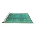 thumbnail image 2 of Ahgly Company Machine Washable Indoor Square Oriental Turquoise Blue Traditional Area Rugs, 4' Square, 2 of 4