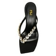thumbnail image 2 of FSJ Women Elegant Crystal Square Open Toe Kitten Heel Flip Flops Slip On Low Heeled Thong Sandals Evening Dress Mule Shoes Size 8 Black, 2 of 4