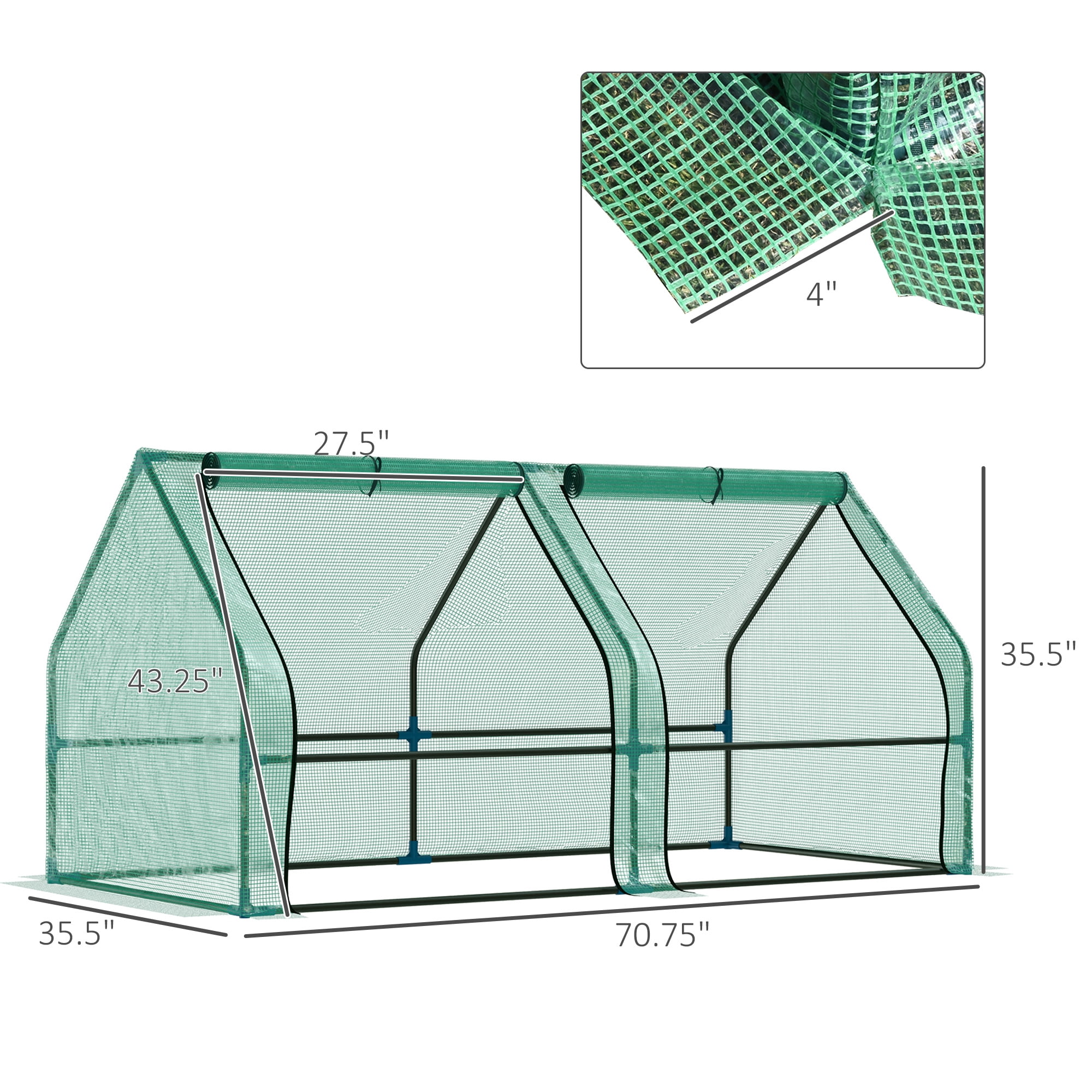 Outsunny 6' x 3' x 3' Mini Greenhouse Portable Hot House with Large Zipper Doors & Water/UV PE Cover for Outdoor and Garden, Green