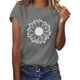 thumbnail image 4 of Moda Mujer Causal Daisy Cuello redondo Blusa estampada Camiseta de manga corta Tops de verano Pompotops  hkajfhjk461246, 4 of 6