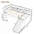 thumbnail image 5 of Cama de techo Twin XL con estanterías de almacenamiento, cama de techo inferior de madera maciza con luces LED y barandillas de larga duración, sin necesidad de resorte de caja, blanco, 5 of 5
