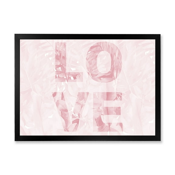 Designart 'Pink Pastel Love Abstract ' Shabby Chic Framed Art Print