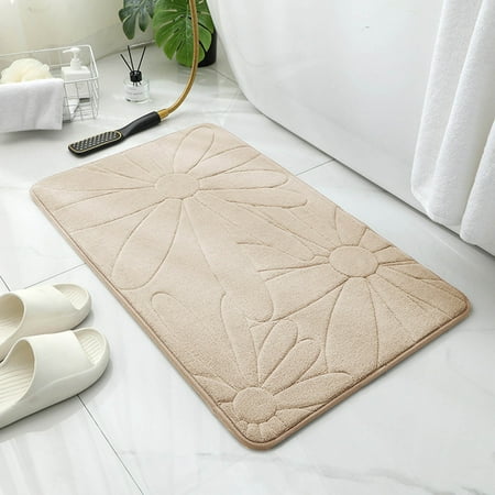 

Dealovy Quilted Embroidered Floor Mat Bathroom Entrance Absorbent Floor Mat Bathroom Slip Foot Mat Memory Cotton Door Mat Bedroom Carpet Reusable Foldable