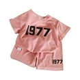 thumbnail image 2 of Summer Digital 1977 Print T-Shorts Two-piece Set Fashion Kids Loungewear Boutique Clothing Sportswear Children Suit Pink 120, 2 of 10