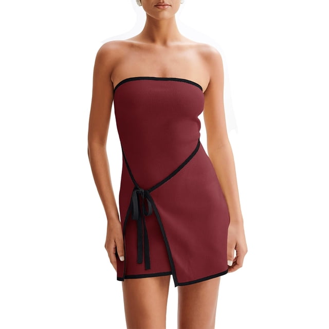 Vestido Wenrine Sexy Tube Top sin tirantes con dobladillo asimétrico