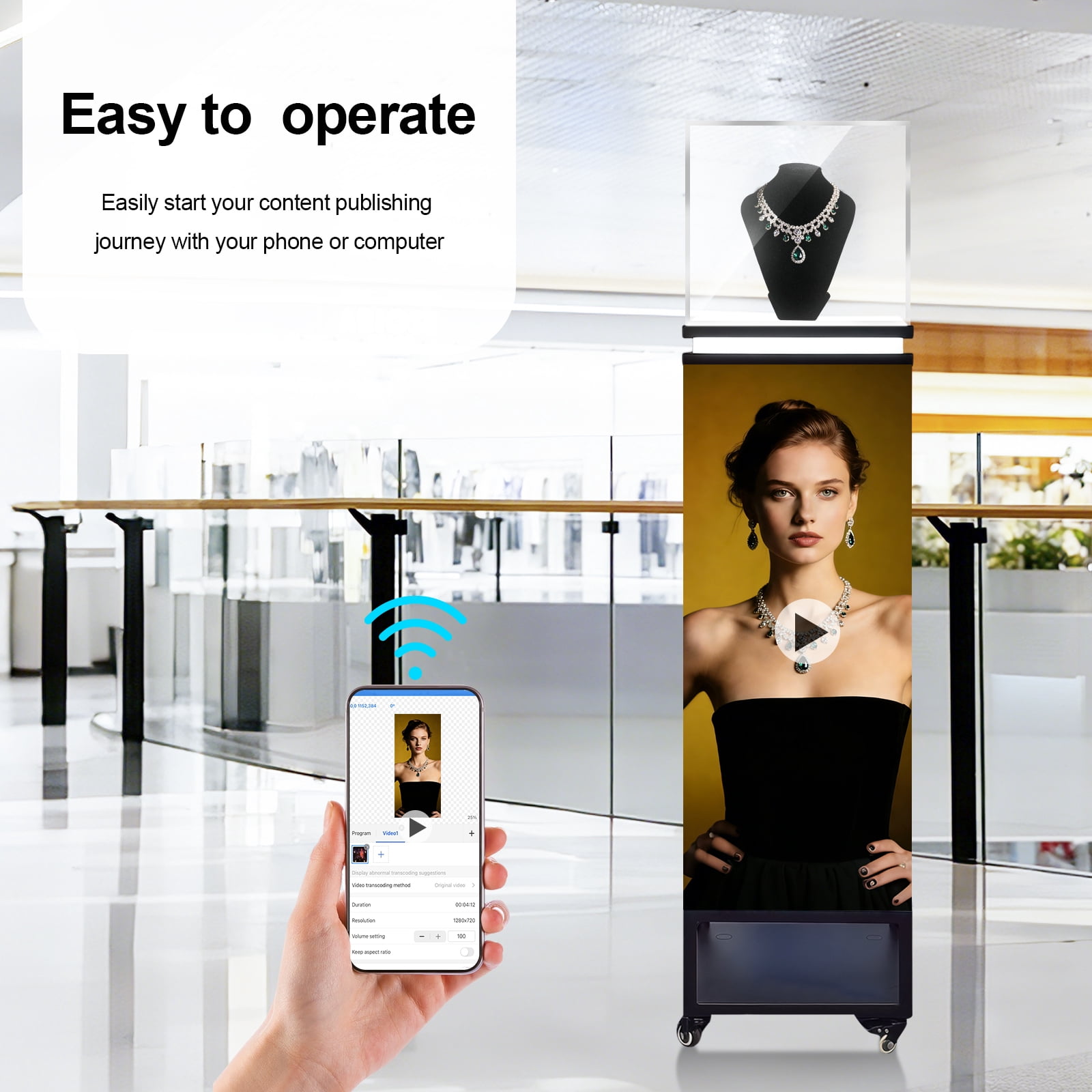 LED Display Screen Showcase,LED Display Screen Showcase, Acrylic Display Case for Jewelry Promotion/Museum