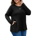 thumbnail image 4 of FlorCurve Plus Size Sweatshirts for Women Long Sleeve Crew Neck Pollover Sweatshirt Casual Tunic Shirts with Pockets, Black 3XL, 4 of 7