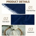 thumbnail image 3 of Uxcell 6 Pack Handmade Cloth Napkins, 16.5x16.5 Inch Cotton Napkins with Fringe Square Rustic Table Napkin for Wedding Party Dinner Table Decor Bridal Shower, Dark Blue, 3 of 6