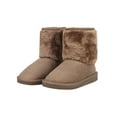 thumbnail image 2 of Kids Girls Snow Boots Sherpa Lined Faux Suede Velcro Winter Boots Camel 11, 2 of 4