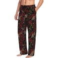 thumbnail image 2 of Uemuo Fishbone Rose Pattern Men's Wide Leg Palazzo Lounge Pants with Pockets Light Weight Loose Comfy Casual Pajama Pants-Small, 2 of 9