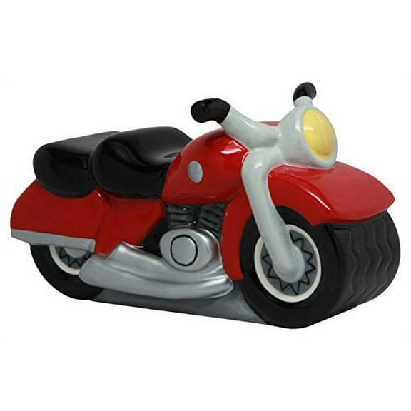PTC Ceramic Motorcycle Savings Piggy/Coin/Money Bank, 7" L, Red