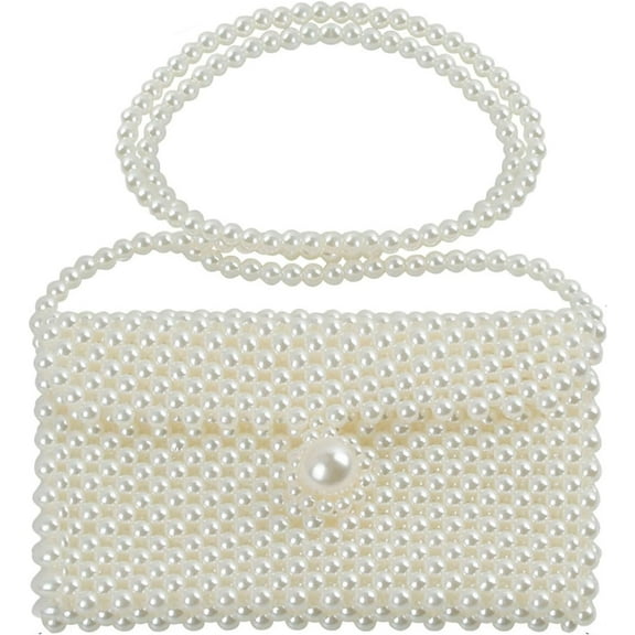 Luxury Pearl Bag Chain Bag Purse Shoulder Bag Evening Bags for Women, Artificial Pearl Clutch Crossbody Beaded Handmade Bags for Party Wedding Bridal Travel