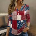 thumbnail image 2 of 4Th of July Shirts Women 3/4 Sleeve Henley neck Cute Shirts Casual Print Three Quarter Length T Shirt, 2 of 7