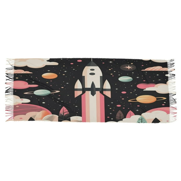 BZSMCE Women Scarf Spaceship Pattern Simple Pattern Soft Warm Long Large Scarves