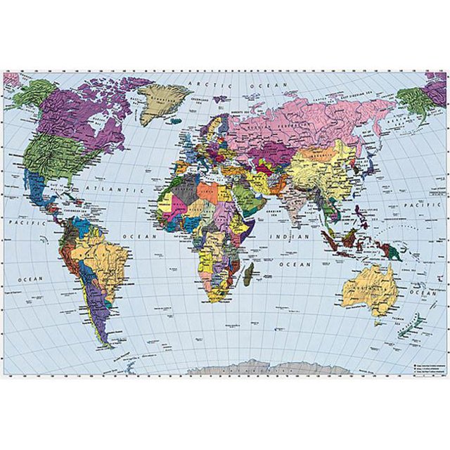 Brewster Home Fashions 4-050 World Map Wall Mural - 74 in.