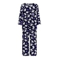 thumbnail image 4 of XFLWAM Women's Sleepwear Capri Pajama Sets Long Sleeve Two-Piece Pjs Crew Neck Lounge Sets Tops & Capri Pants with Pockets, 4 of 5