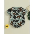 thumbnail image 5 of Infant Newborn Baby Girl Boy Camo Romper Daddy Letter Embroidered Short Sleeve Round Neck Bodysuit Casual Summer Clothes, 5 of 9