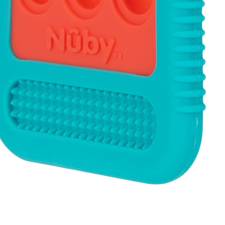 Nuby Giggle Bytes Sensory Popper Teething Toy, Coral/Aqua photo 5