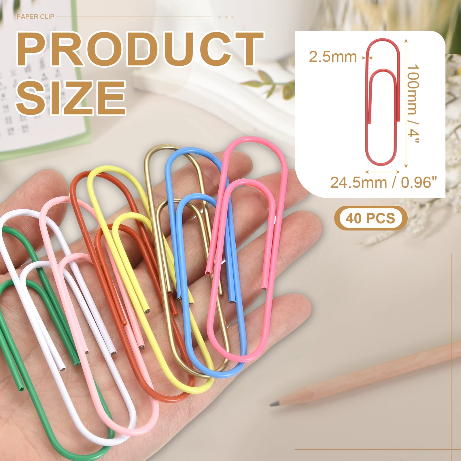 Uxcell 4 Inch Large Paper Clip, 40Pcs Big Paper Clip Metal Giant Extra Large Rust-proof Strong Bulk for Home Office Supplies Organizing Files Document Bookmark, Bright Red