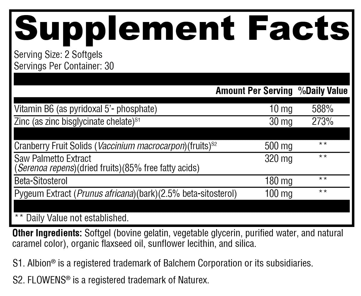 XYMOGEN Prostate FLO - Botanical & Nutrient Supplement for Men’s Urinary Tract & Lower Urinary Function Support - Saw Palmetto, Beta-Sitosterol & Cranberry - 60 Softgels