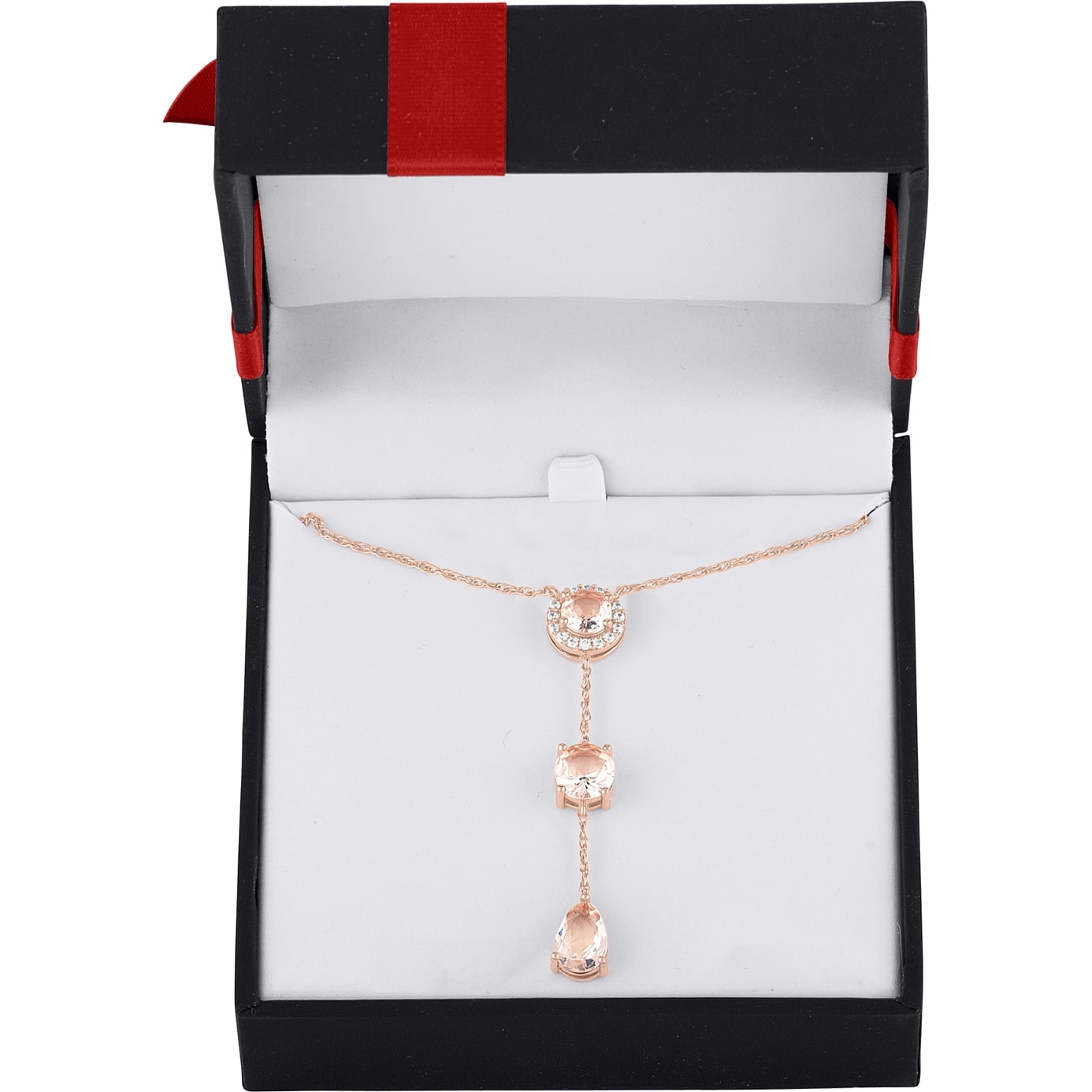 Believe by Brilliance Sterling Silver Plated with 14kt Gold Flash Plating Simulated Morganite and CZ Drop Pendant