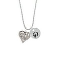 thumbnail image 2 of Delight Jewelry Silvertone Large Open Filigree Heart Silvertone Script Initial Disc - D - Charm Necklace, 20"+3", 2 of 4